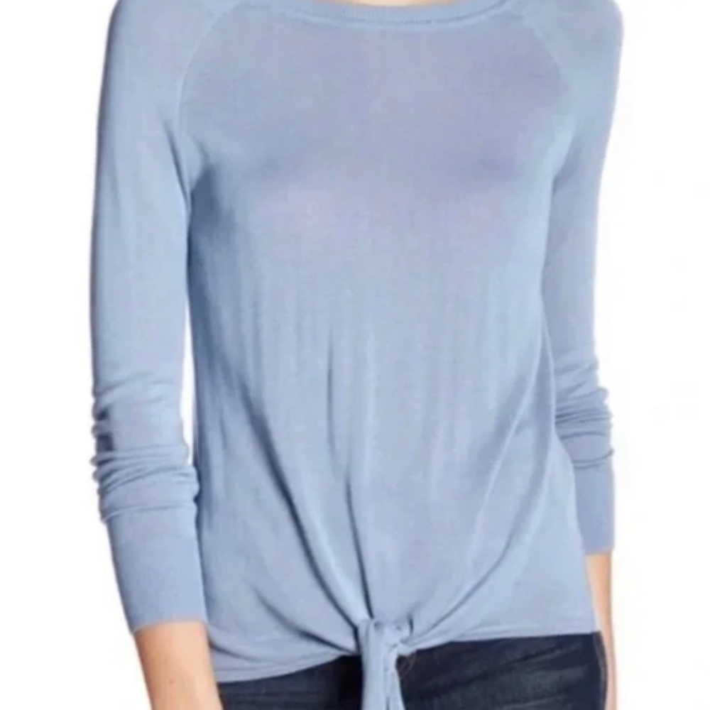 14th & Union Blue Tie Front Sweater
